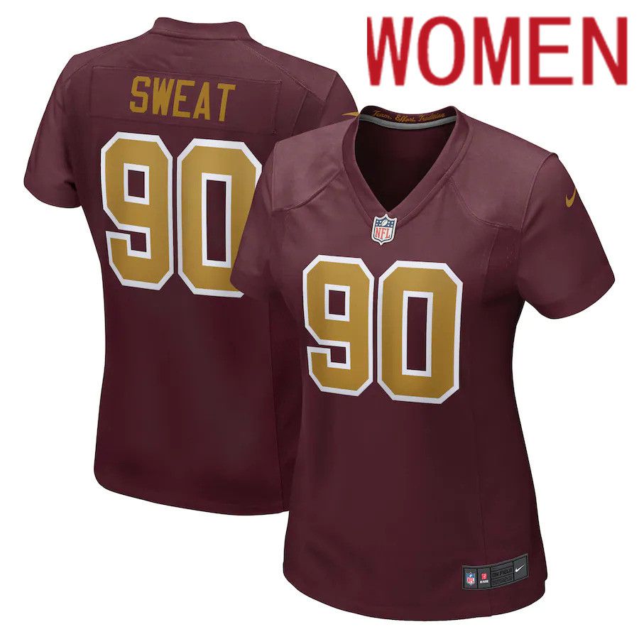 Women Washington Redskins #90 Montez Sweat Nike Burgundy Game NFL Jersey-0